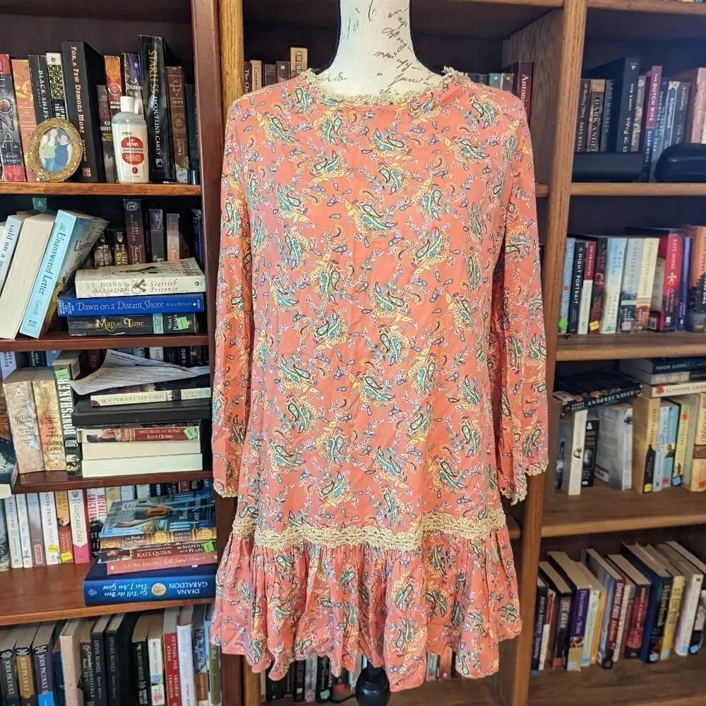 Z&L Europe low back floral boho play dress sz m nwt